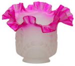 tulipa rei em vidro detalhe em rosa na borda 13x14 cada r$35,00